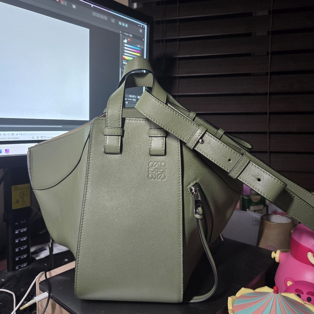 100% Authentic Rare Color Loewe Green Hammock Bag - Small